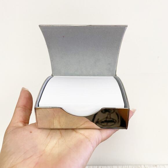 Silver Lidded Memo Note Decorative Desktop Holder - Picture 1 of 8